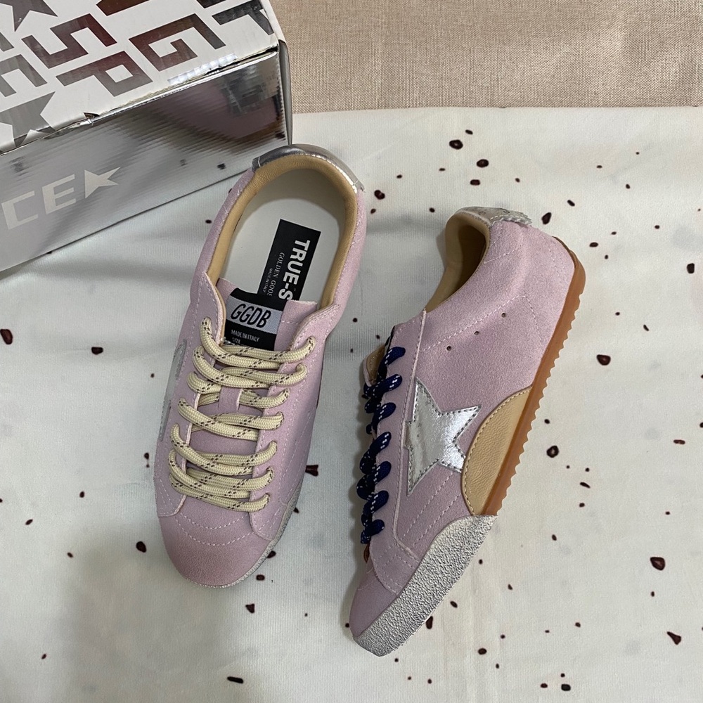 Golden Goose Pink Suede Low-Top Sneakers with Silver Star